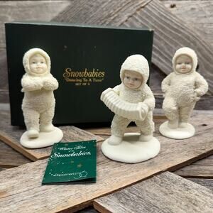 1990's Department 56 "Dancing To A Tune" Set of 3 Snowbabies Figurines, #6808-0